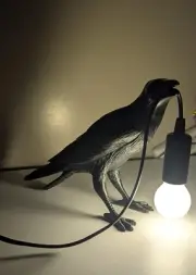 Crow Lamp - Raven Table Lamp with Bulb, Gothic Crow Light - Raven Decor for Beds