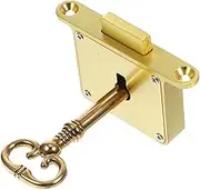1 Set Vintage Drawer Lock Cabinet Door Locks Retro Drawer Lock Heavy Duty Door Lock Door Chain Lock Heavy Duty Wardrobe Lock Cabinet Furniture Locks Vintage Desk Lock Golden Brass