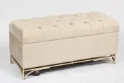 Storage Ottoman Blanket Box 100cm Velvet Beige