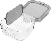 PackIt Mod Snack Bento Container - Airtight, Leak-Resistant Food Storage W/ Secure Lid, Includes 1 Removable Divider, Durable & BPA-Free, Compact & Lightweight For Easy Portability - Steel Grey