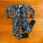 Bonds Blossoming Butterflies Navy Zip Wondersuit Size 3 BNWT