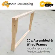 20 x ASSEMBLED & WIRED FULL DEPTH BEE FRAMES DEEP BEEHIVE FRAME BEE HIVE NZ PINE