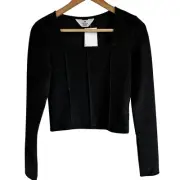 H&M Sparkle Top Square Neck Long Sleeve Party Black Size 20