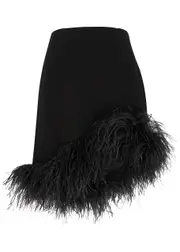 16 Arlington Vivien Black Feather-trimmed Mini Skirt - 16 (UK16 / XL) 16 (UK16 / XL)