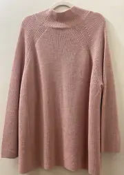 NWT $248 Eileen Fisher Dark Powder Merino Wool Turtle Neck Raglan Top 3X