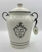 Home Essentials Katie & Mandy Lidded Ceramic Canister Inspirational Cream & Blk