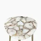 White Agate Live Edge Coffee Corner Table Top, Bedroom Side Table Top Decor
