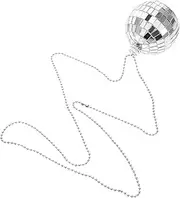 ERINGOGO New Years Eve Necklaces Necklace Disco Costume Accessories Photo Booth Props Mini Mirrors for Crafts Costume Accessories Disco Themed Party Decorations Party Props Plastic Silver
