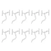 10Sets Slide on End Clasps, 20mm Tube Slider Crimp Cord Ends, Silver Tone