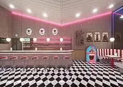 BELECO 10x8ft Fabric Retro 50s Diner Backdrop for Photography Classic 1950s Fast Food Soda Shop Restaurant Bar Stools Wine Shelf Neon Dining Background 50s Diner Party Decor Photo Booth Studio Props