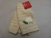 ST NICHOLAS SQUARE BEACH HOLIDAY "JOY" FINGERTIP HAND TOWEL BEIGE PRINT NEW