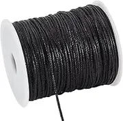 PH PandaHall 100 Yards 1.5mm Waxed Cotton Cord Black Waxed Thread Beading String for Bracelet Necklace Waist Beads Making Crafting Beading Macrame Vase Decor