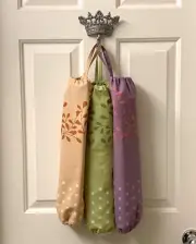 3 Reusable Grocery Bag Holder Keeper Japanese Echino Fabric Handmade New
