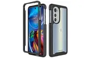 For Motorola Moto E32 Military Grade Full Body Shockproof Clear Heavy Duty Case Bumper Drop Protection Tough Cover (Black)