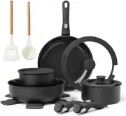 Nonstick Cookware Set, 17-Pieces Pots and Pans Set Removable Handles, Healthy &
