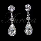 AAA Crystal Teardrop Earrings Made With Swarovski Silver Tone 9ct RGP Brand New