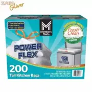 Member's Mark Power Flex Tall Kitchen Drawstring Trash Bags, Fresh Scent 13 gal.