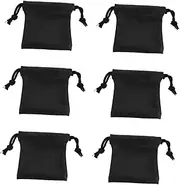 Healeved 6pcs PU Drawstring Jewelry Storage Bags Lightweight Pouches for to Clean Compact Design Organizing Accessories and Toiletries