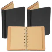 Binder Cover 2pcs A7 Kraft Leather Notebook with 50 Sheet Paper, Black