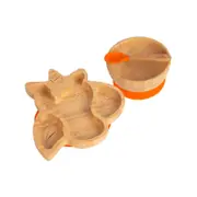 Tiny Dining Children's Bamboo Unicorn Plate, Bowl and Spoon with Suction Cups - Segmented Design