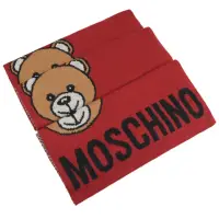 在飛比找momo購物網優惠-【MOSCHINO】品牌LOGO泰迪熊圖案羊毛混絲流蘇披肩長