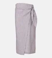 [Brunello Cucinelli] Brunello Cucinelli Striped linen wrap skirt AU 6 brown