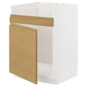 METOD base cab f HAVSEN single bowl sink, white/Voxtorp oak effect, 60x60x80 cm