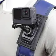 Backpack Shoulder Strap Mount 360 Bag Clip Holder Attach with Quick Release Tripod Adapter Base Compatible with Go pro Hero 12 11 10 9 8 7 6, DJI OSMO and Most Acton Cam (A)