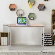 Minimalist Computer Metal Desk Home Office Student Study PC Laptop Table White