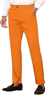 [Lars Amadeus] Men's Slim Fit Dress Trousers Flat Front Solid Color Skinny Business Pants