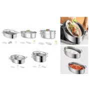 Oval Fish Steamer with Lid Oval Cookware for Seafood Coarse Grains Eggs