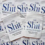 Oh Shit Hangover Kit! Personalised Muslin Favour Party Bags