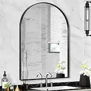 Minuover 22" x 30" Black Arched Mirror, Arch Wall Mirror, Metal Frame Black Bathroom Mirror, Arched Top Bathroom Vanity Mirror for Living Room, Bedroom, Entryway, Tempered Glass, Shatter Proof
