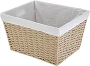 Brown Paper Rope Storage Basket – Detachable Lining & Hollow Handles