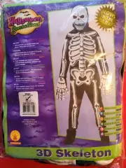 3-D Skeleton Glow In The Dark Halloween Costume Size 3-4 Years