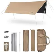 windhike Naturehike 18000MM+ Waterproof Camping Tent Tarp, Outdoor Rain Shelter & Windproof Camping Canopy, UV Protection UPF2000+ Shelter for Camping, Hiking,Backpacking, Heat Blocking（S）
