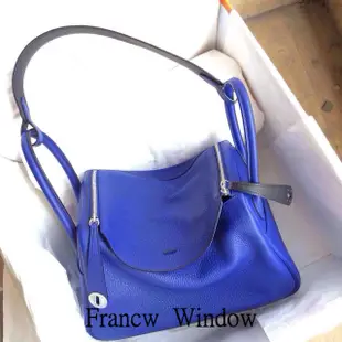 France Window 愛瑪仕 林迪包 HERMES  Lindy  7T電光藍拼黑色 30銀扣