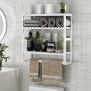 Adjustable 3-Tier Bathroom Storage Shelves with Towel Bar