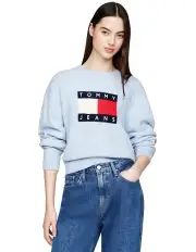 [Tommy Jeans] Melange Relaxed Jumper with Wool in Light Blue