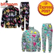 N1497 Couple Womens Mens 80s 90s Sweat Tracksuit Costume Shell Suit Retro