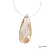 4 Cubic Zirconia Flat Pear Briolette Beads 6x12mm Champagne #64512
