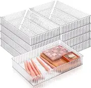 Teenyyou 8 Pcs Stackable Clear Drawer Organizer Set 9.9"x 6.3"x 1.8" Desk Drawer Organizer Trays Small Makeup Vanity Storage Bins and Office Desk Drawer Dividers