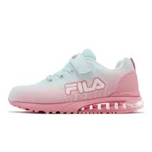 Fila 慢跑鞋 J402X 童鞋 中大童 淺藍 粉 漸層 魔鬼氈 包覆 透氣 氣墊 運動鞋 3J402X531