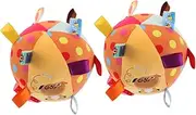 JOINPAYA 2 Pack Soft Baby Sensory Ball Bells Tags Plush Infants Development Toy for Crib Montessori Ball
