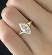 3 Carat Marquise Cut Moissanite Ring Split Shank Solitaire Engagement Ring Women