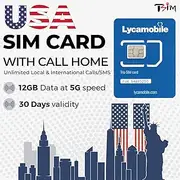 TSIM USA SIM Card 30 Days with 12GB Data. Unlimited Local and International Calls/Texts. Call Home for Free! Updated 5G Plan with Hotspot/Tethering