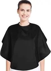 Advanced Short Makeup Cape, Comb-out Beard Shaving Bib Mini Beauty Salon Styling Cape Lightweight Hairdressing Shampoo Cape Makeover Shawl for Makeup Artist Beautician Stylist (Black)