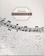 DÉKOKIND Notenheft | DIN A4, 64 Seiten, 12 Notensysteme pro Seite, Inhaltsverzeichnis, Vintage Softcover | Dickes Notenbuch | Motiv: Schlichtes Grau