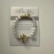 New Roman Alexa’s Angels Cats Eye Healing Bracelet White Beaded BV10