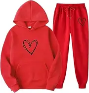 [Mthrpn] Deals of The Day Clearance Under 5.00,and Slim Fit Suit Women's 2 Piece Outfits Casual Long Sleeve Pullover Hooded Long Sleeve Top Sets Mens Vests (3-Red, L), 3-red, Large